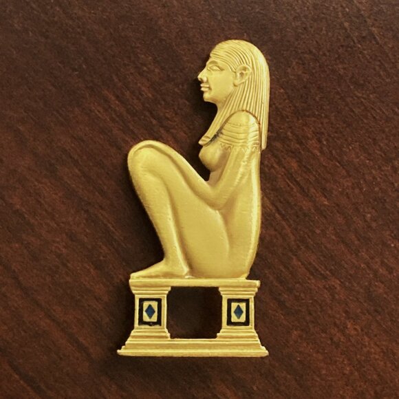 RMA Rubin Museum, Egyptian Revival, Gold Tone Brooch, Locking Pin Back, VGC - Picture 3 of 7